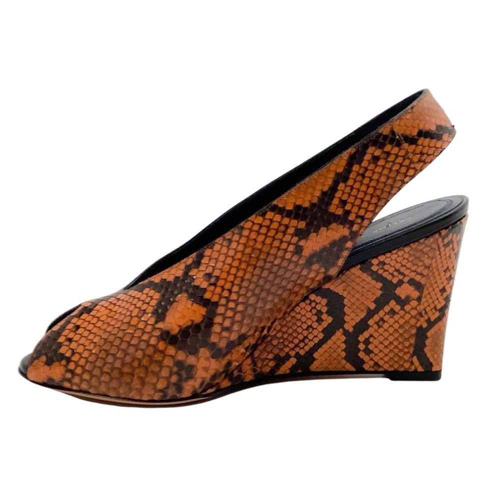 Celine Rust Python Peep Toe Wedges - Picture 3 of 9